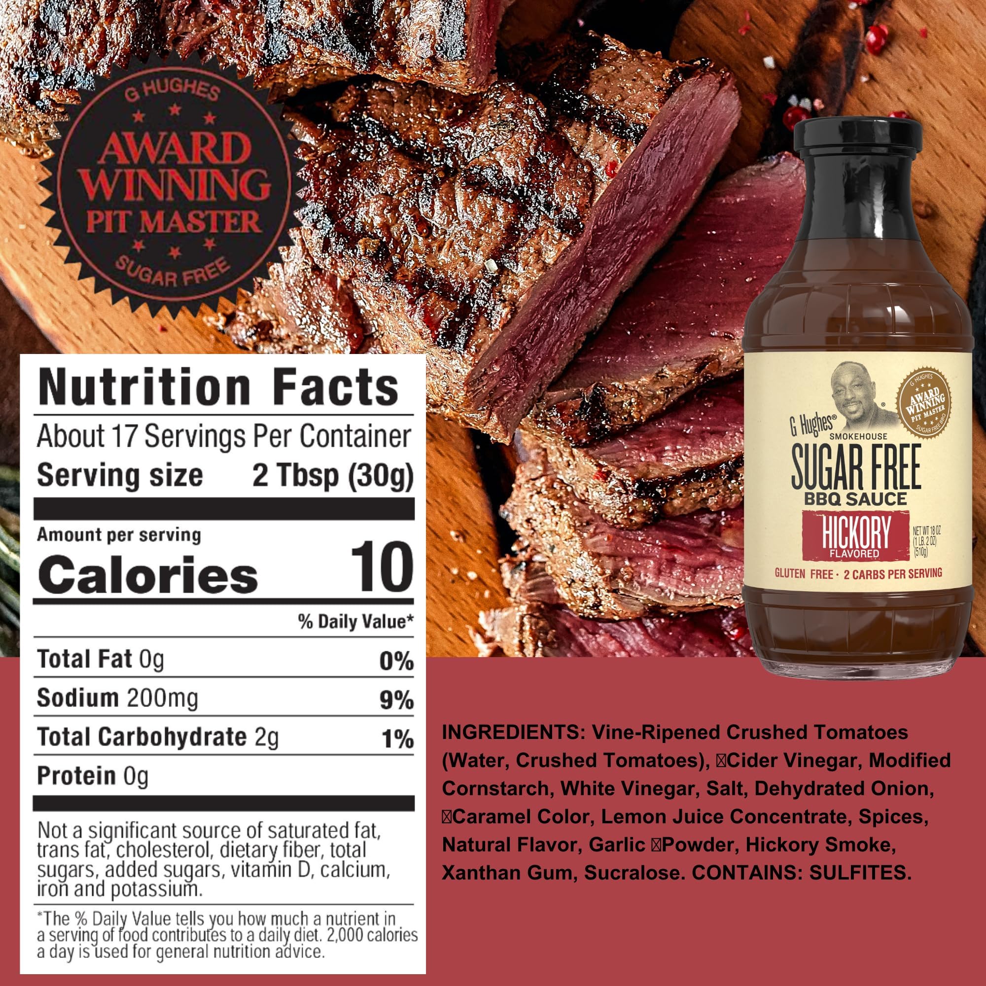 G Hughes Maple sauce on a spoon showing thick texture and rich color to enhance pork dishes