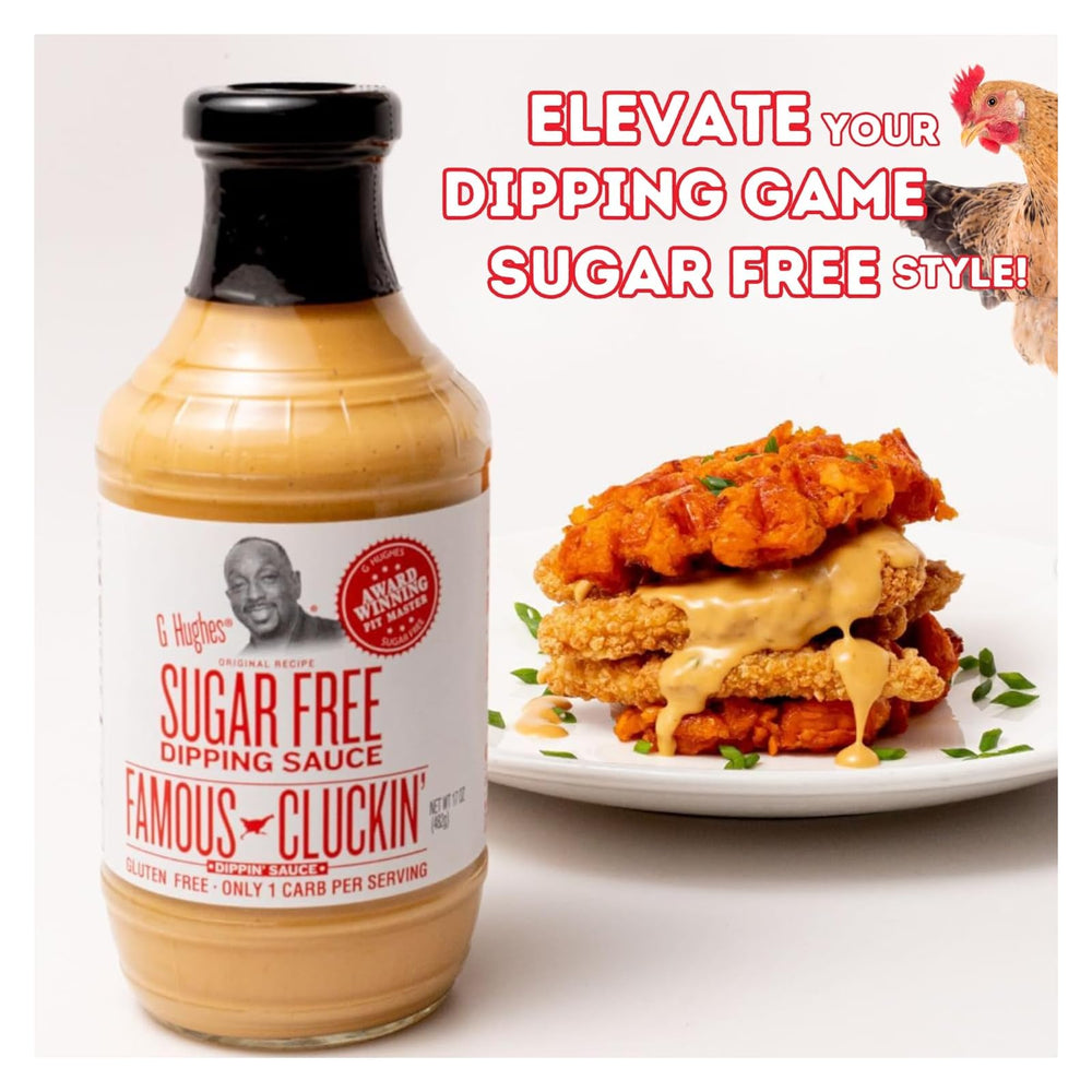 G Hughes bottle next to plated wings for low-carb meal inspiration