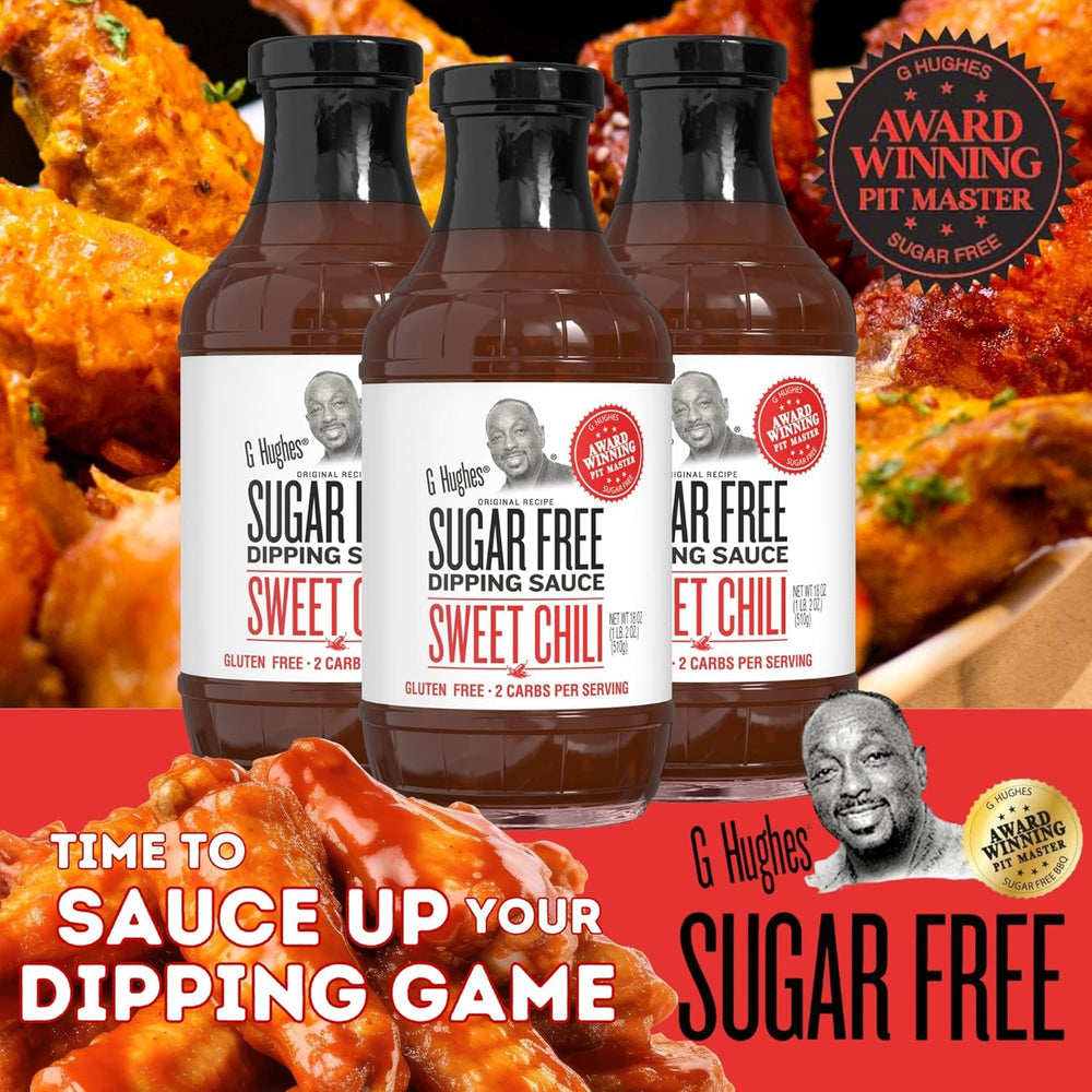G Hughes label close-up highlighting nutritional callouts and sugar-free benefit