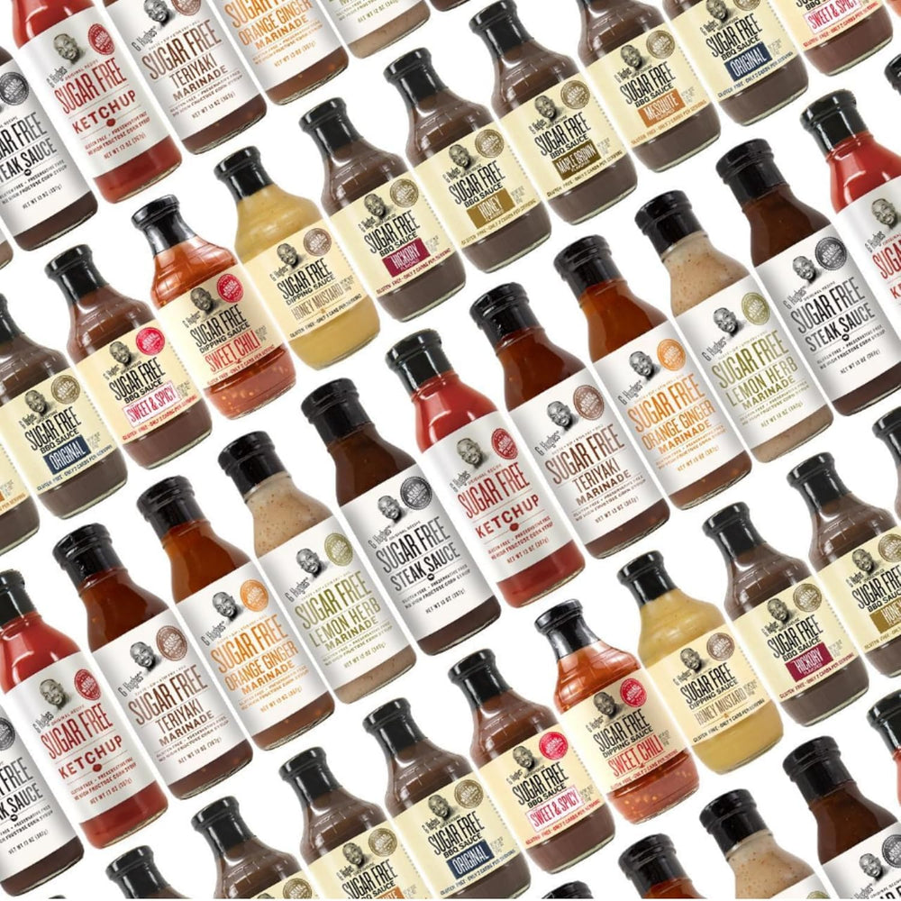 G Hughes sauce on a kitchen counter in use illustrating versatile serving ideas and convenience