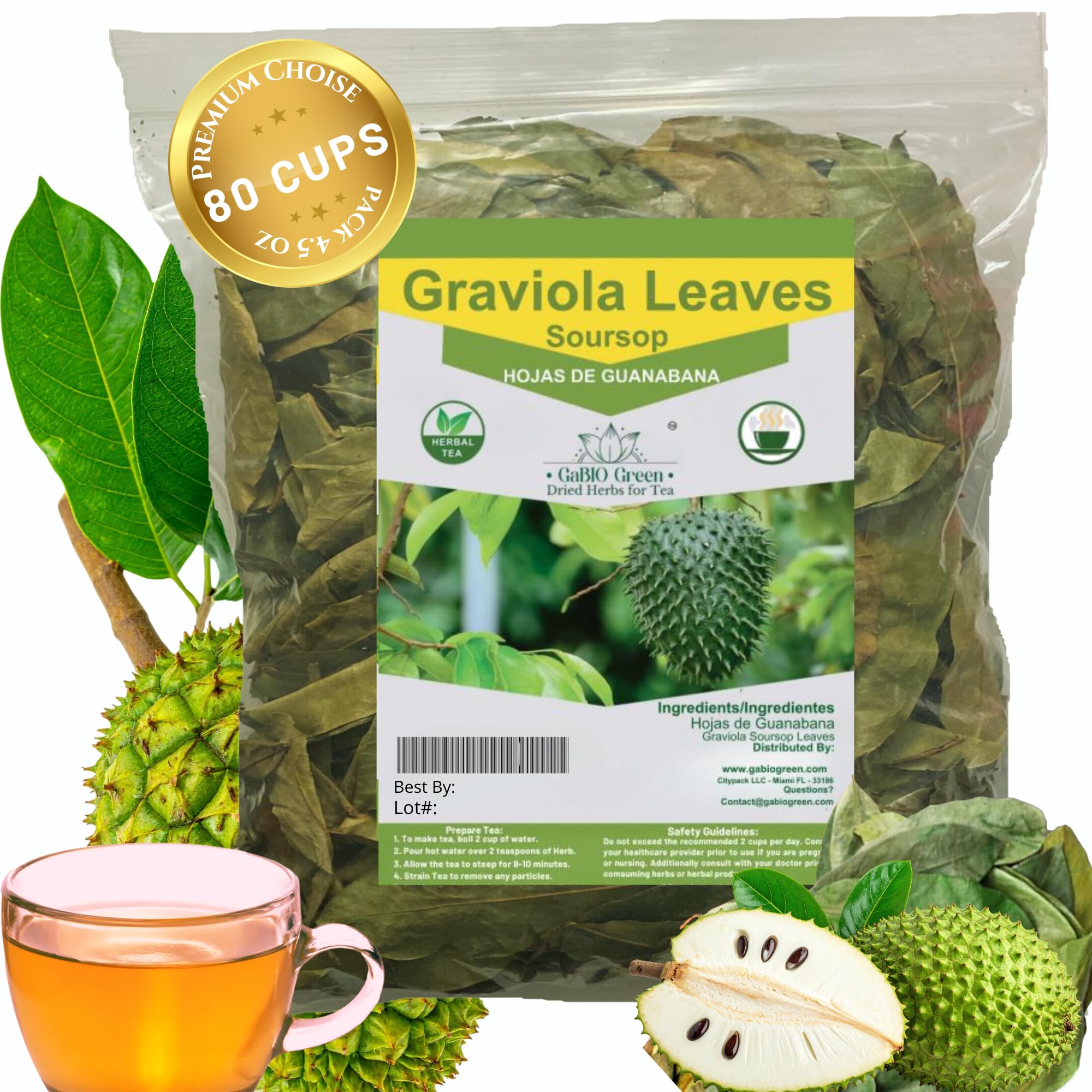 Gabio Green front pouch showing product packaging and quantity benefit