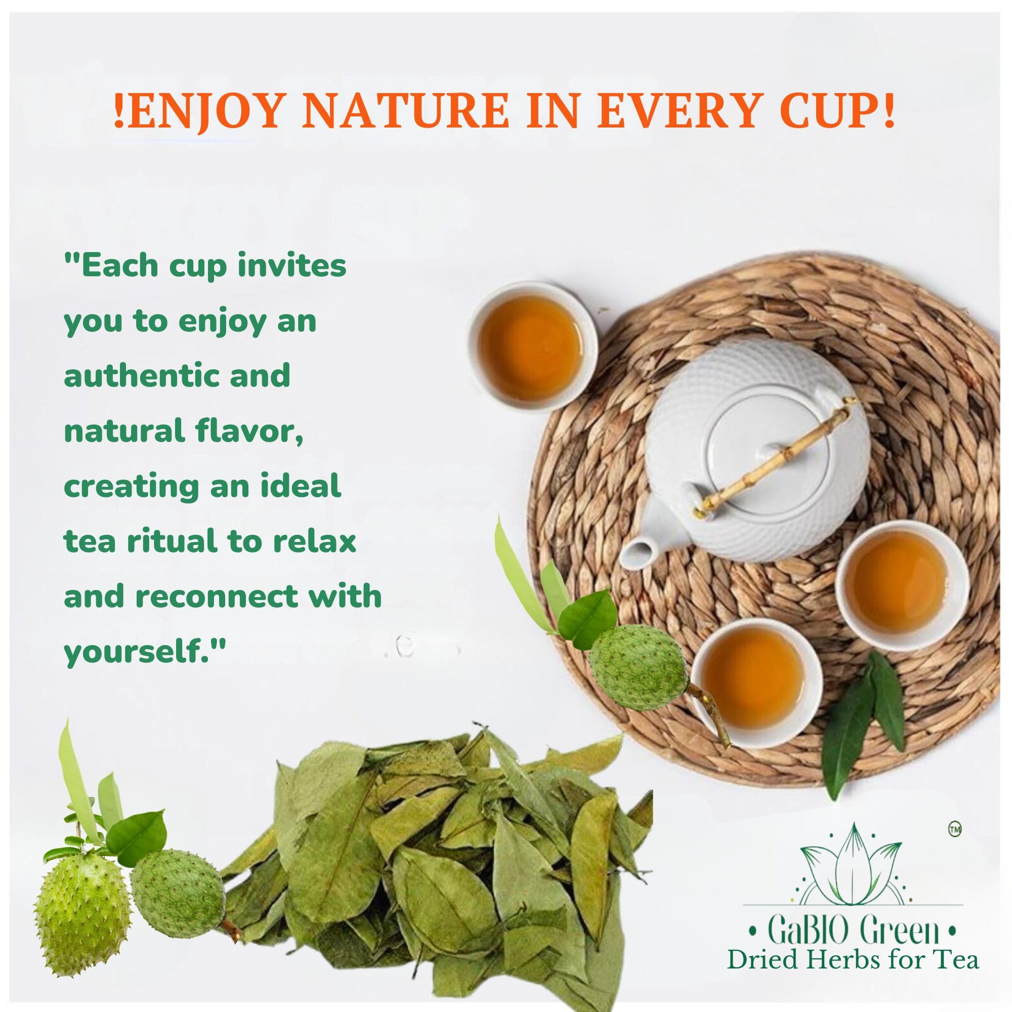 Gabio Green leaves styled with complementary herbs showing blending versatility