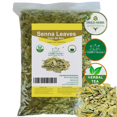 Gabio Green measuring spoon with dried Senna leaves demonstrating easy portioning benefit