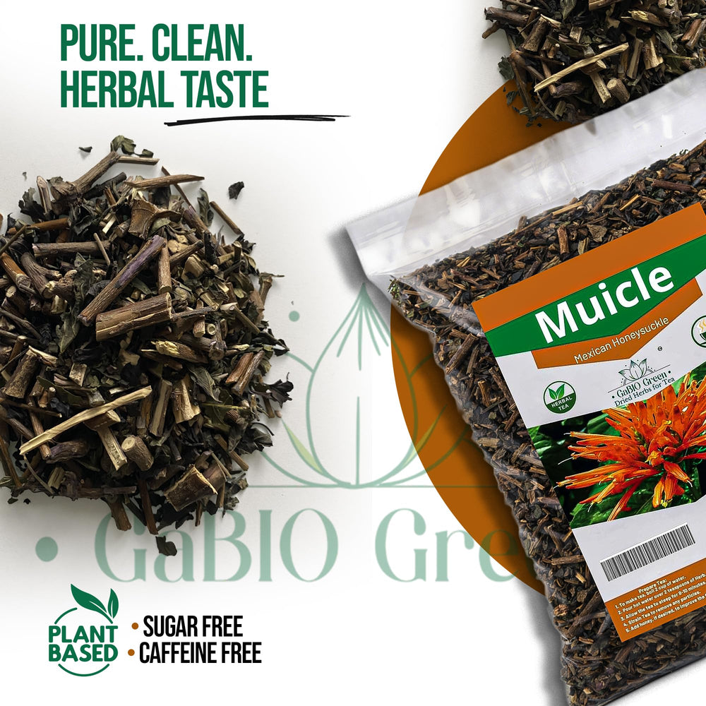 Opened sealed pouch of Gabio Green Muicle revealing protected loose leaf packaging