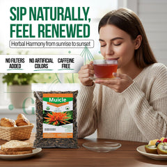 Steaming cup of brewed Gabio Green Muicle tea highlighting warm, smooth flavor