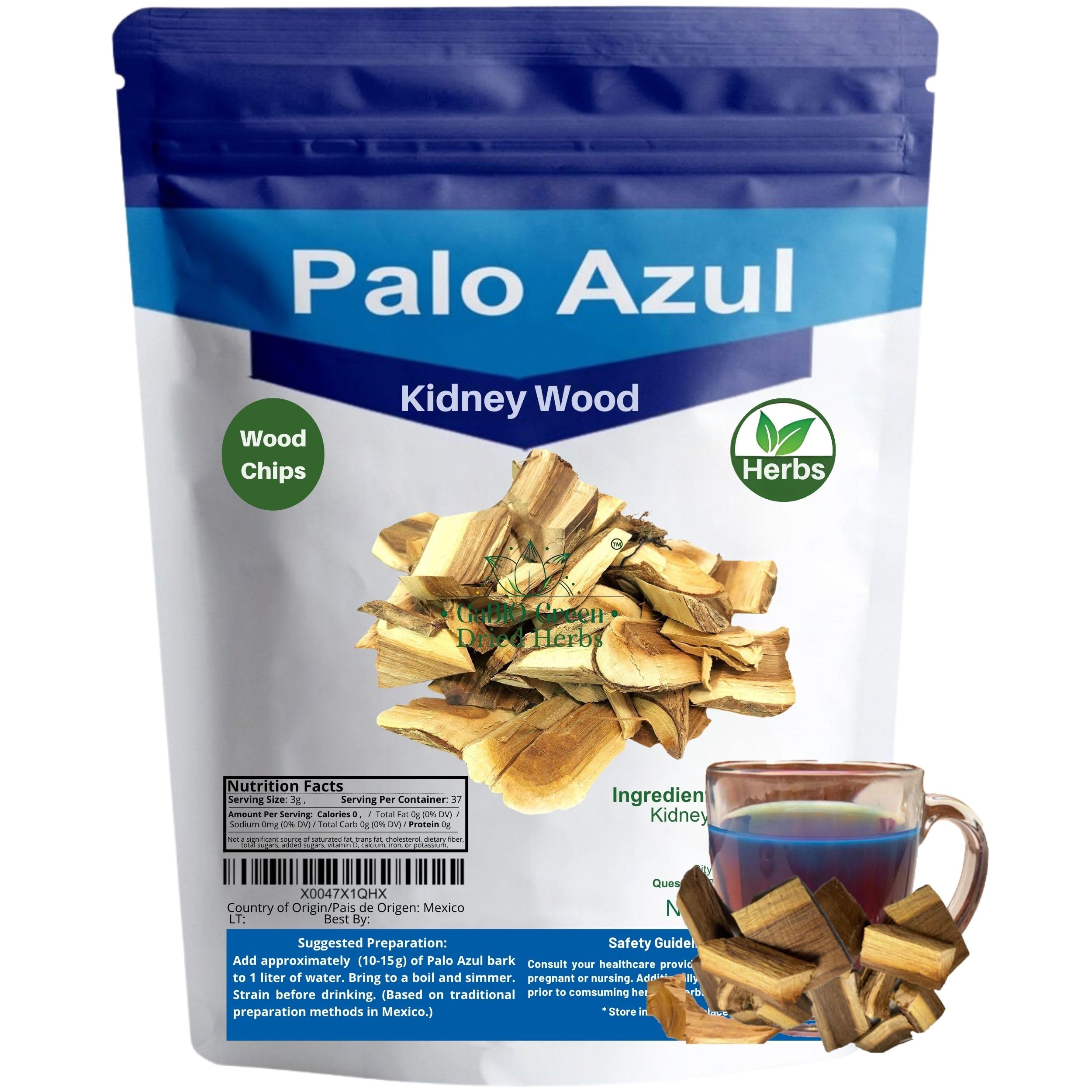 Gabio Green front pouch showing light‑block resealable packaging and product name