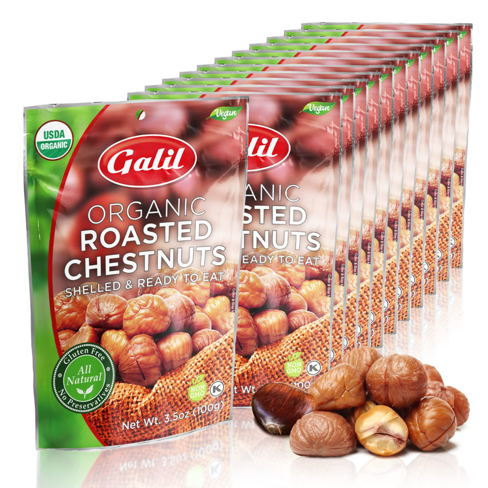 Galil front packaging showing twelve 3.5oz bags and organic label benefit