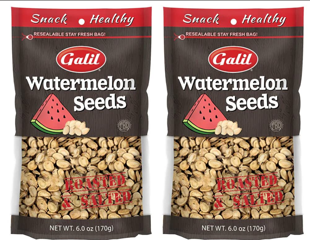 Galil front packaging showing resealable bag and salt-roasted seeds, convenient portioning