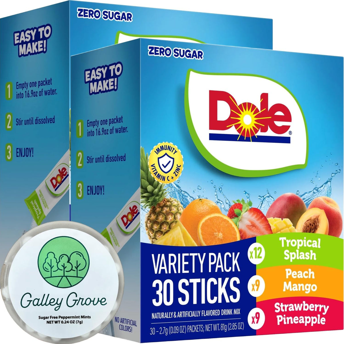 Galley Grove Dole frontal box showing variety pack for easy selection