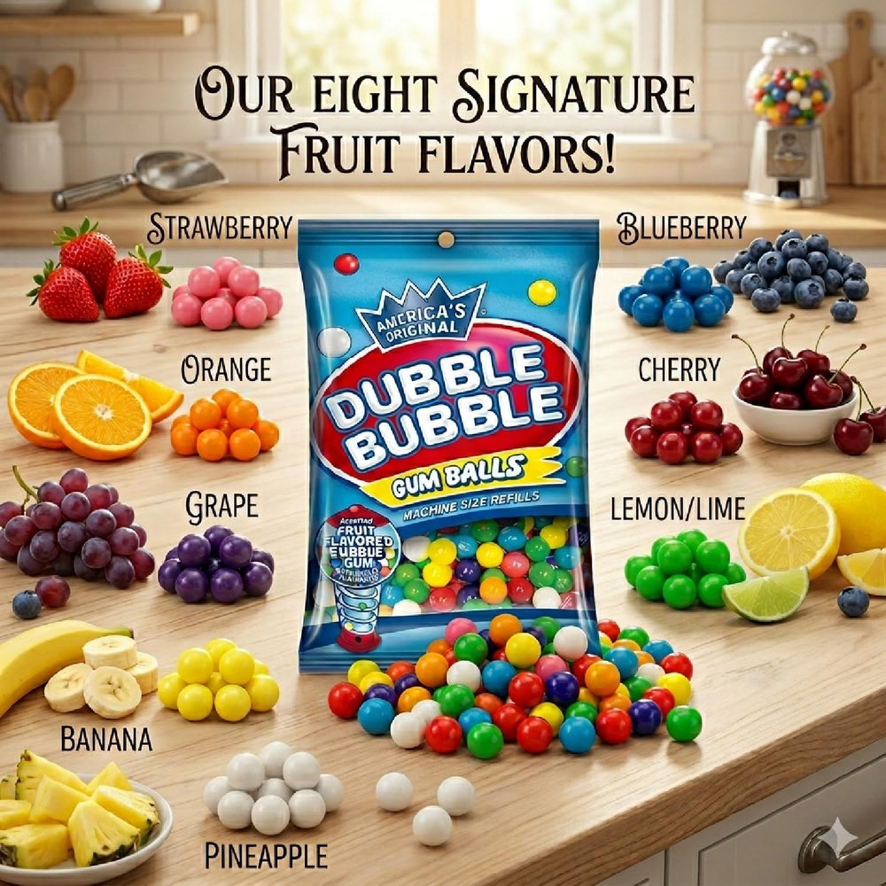 Galley Grove gumballs dispensing from a mini machine for easy refills