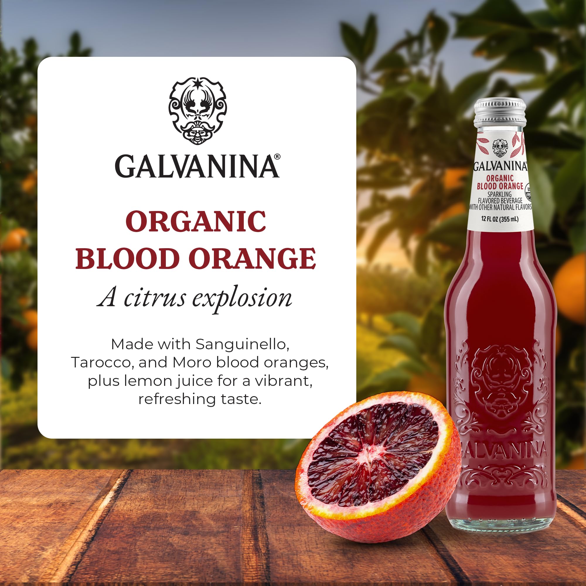 Galvanina bottle neck and label detail highlighting glass finish and artisanal quality