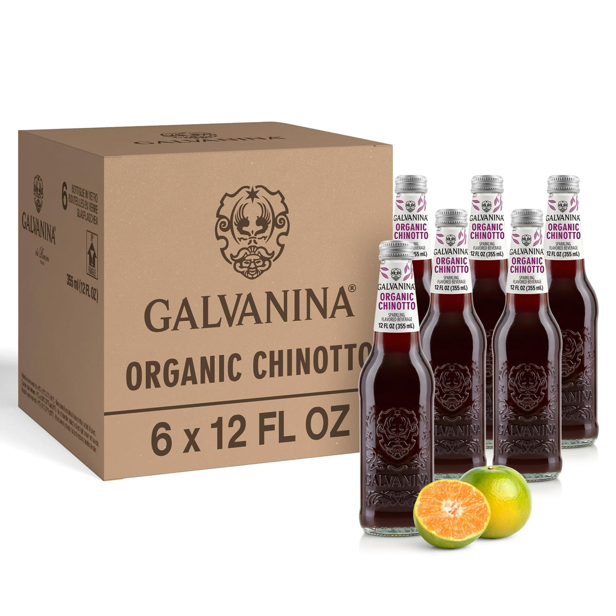 Galvanina front packaging shows organic Chinotto and refreshing taste