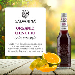 Galvanina glass bottle closeup highlighting label and premium glass