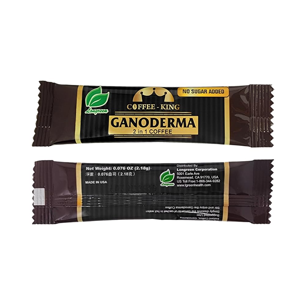 Single sealed sachet of Ganoderma Reishi Coffee Mix highlighting portable, mess-free serving