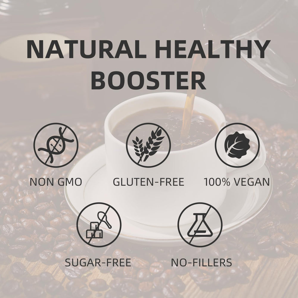 GANOHERB prepared cup of coffee steaming to illustrate quick hot-water preparation