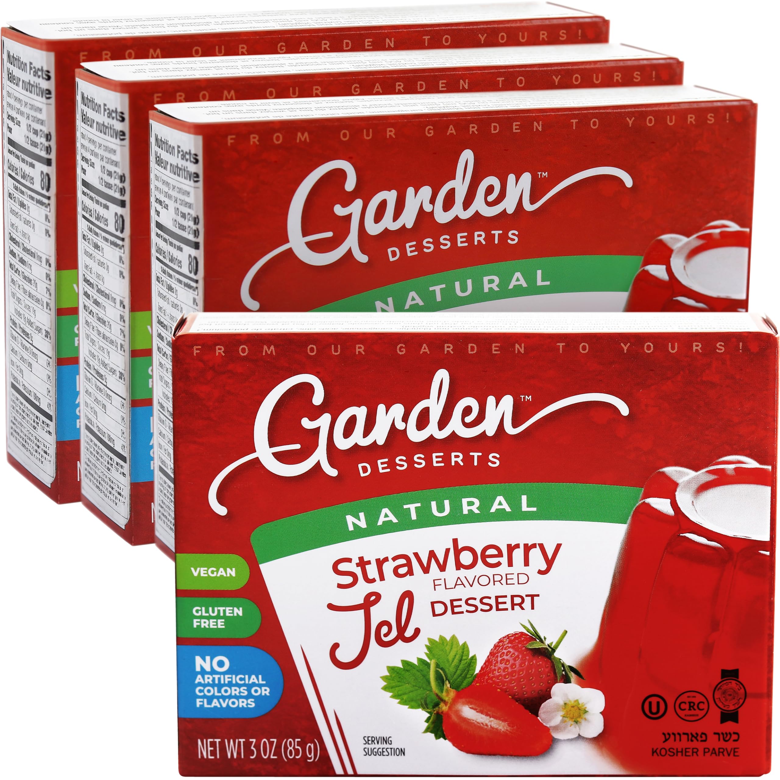 Garden Desserts box front showing packaging and easy serving advantage