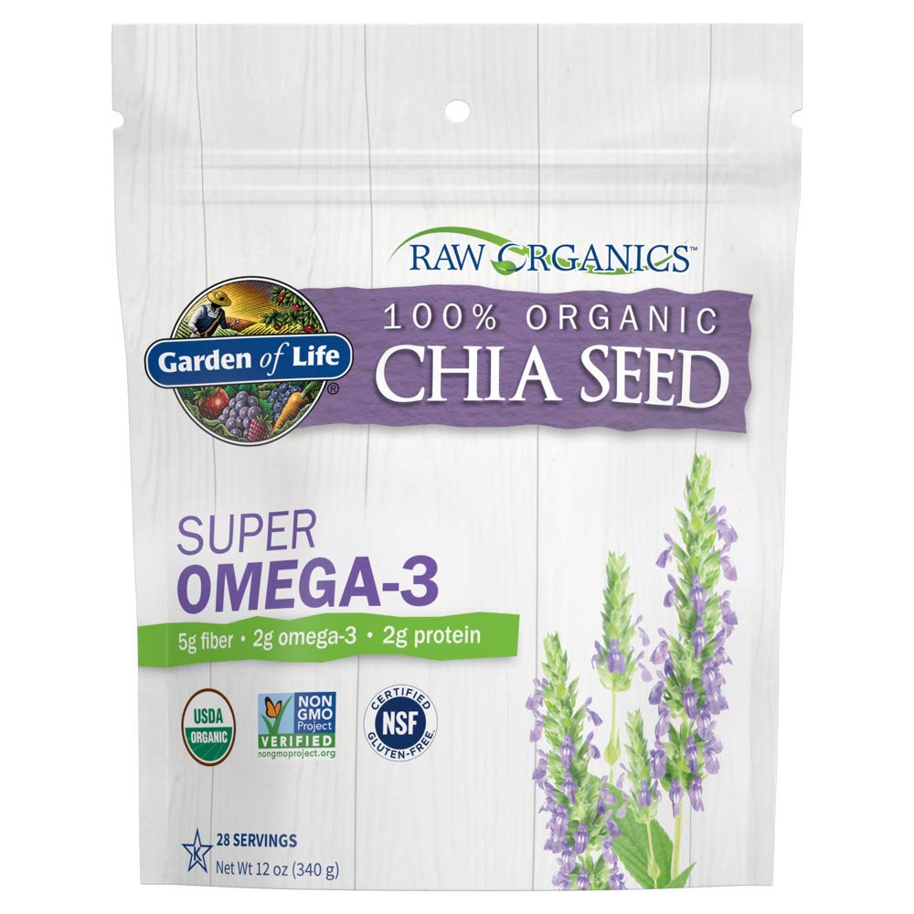 Garden of Life pouch front view showing product and organic label for pantry convenience