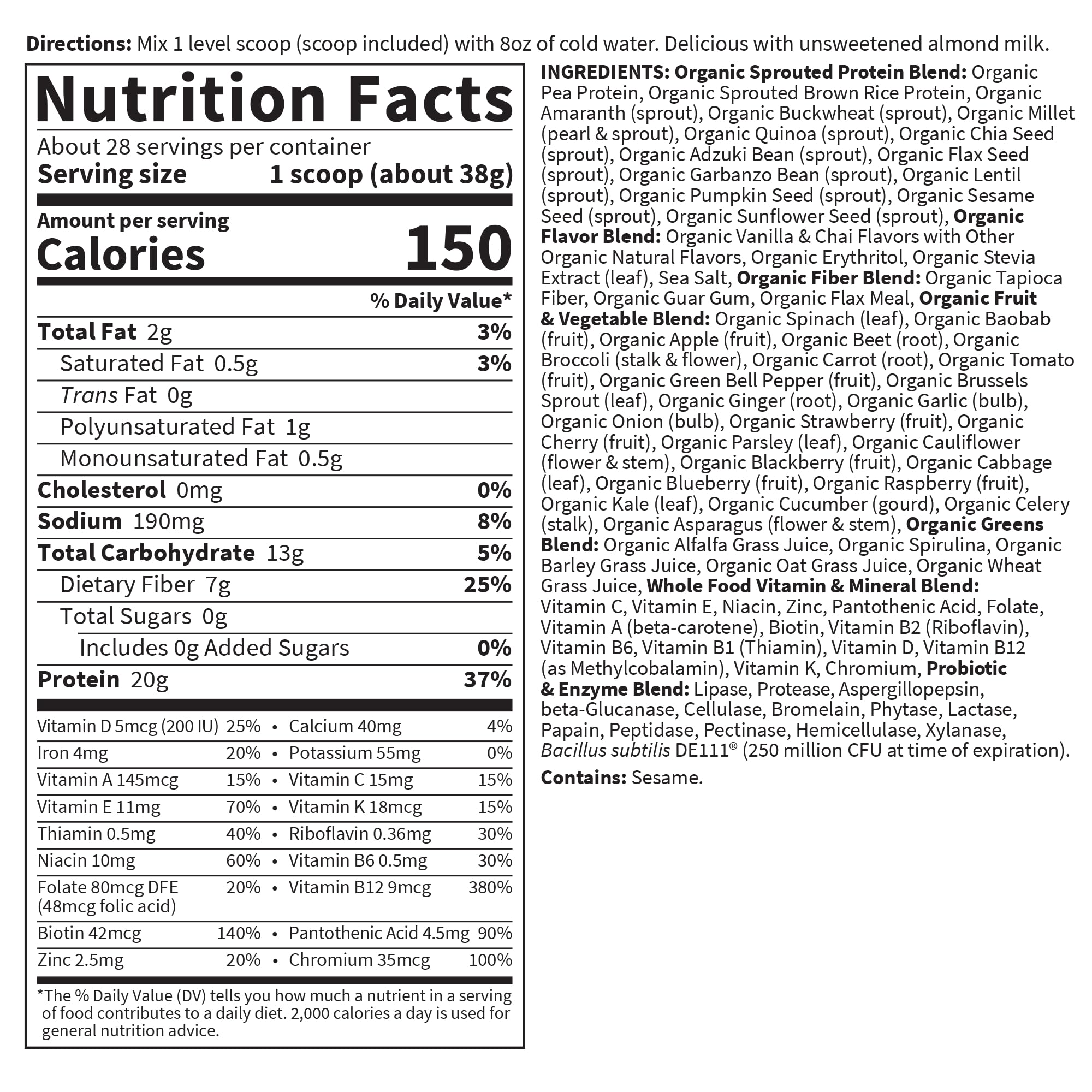 Garden of Life label certifications close-up verifying organic and vegan