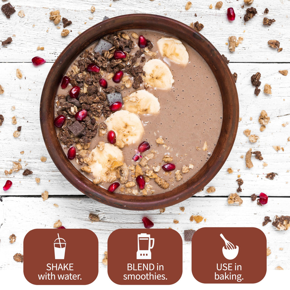 Garden of Life shake on breakfast table suggesting quick nutritious meal