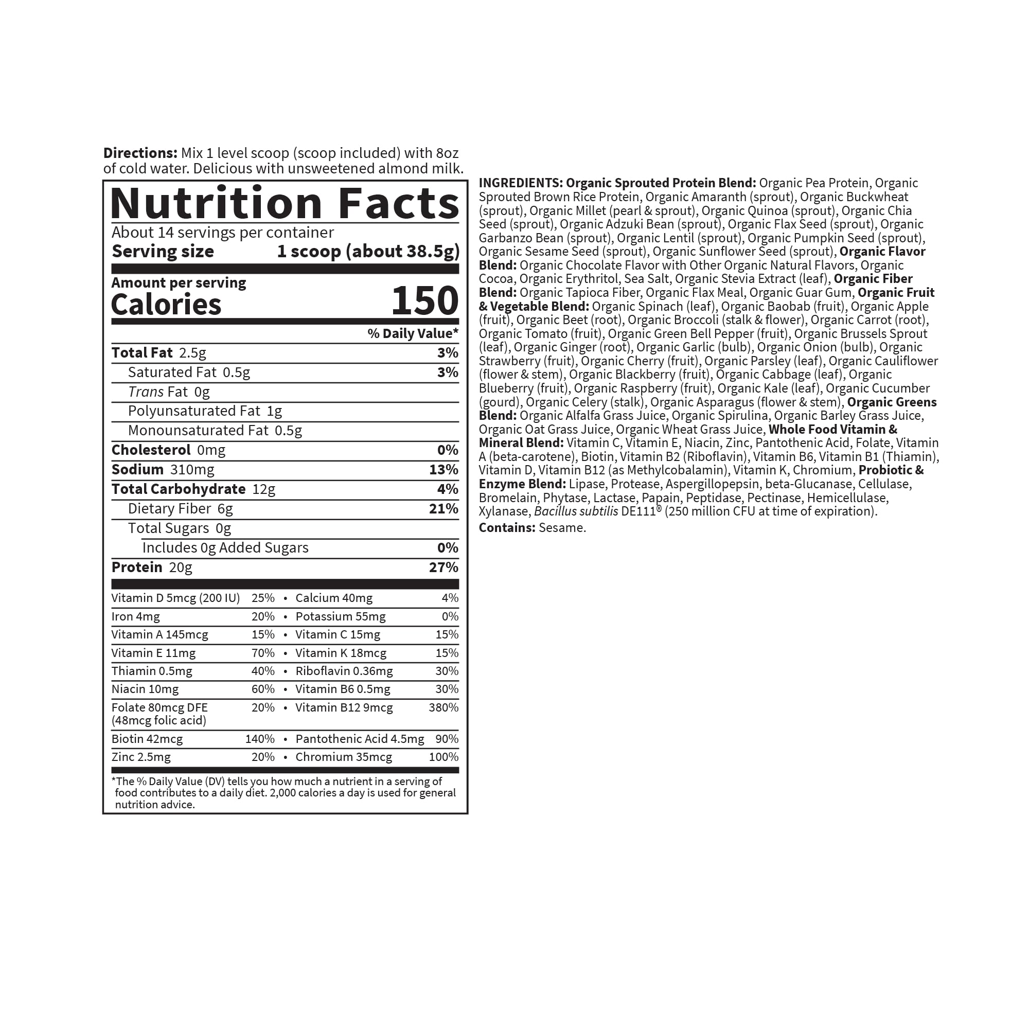 Garden of Life product label with organic and NSF certifications for trust