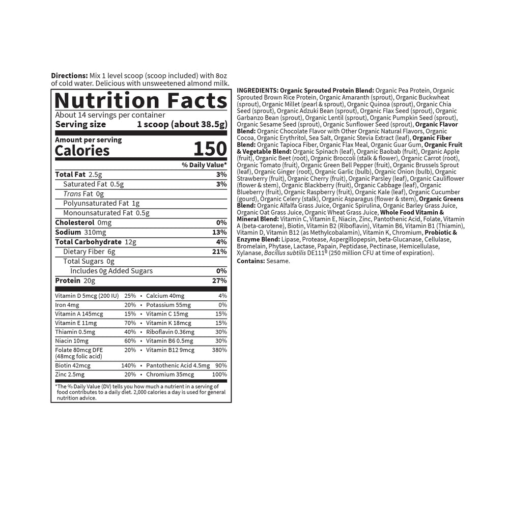 Garden of Life product label with organic and NSF certifications for trust
