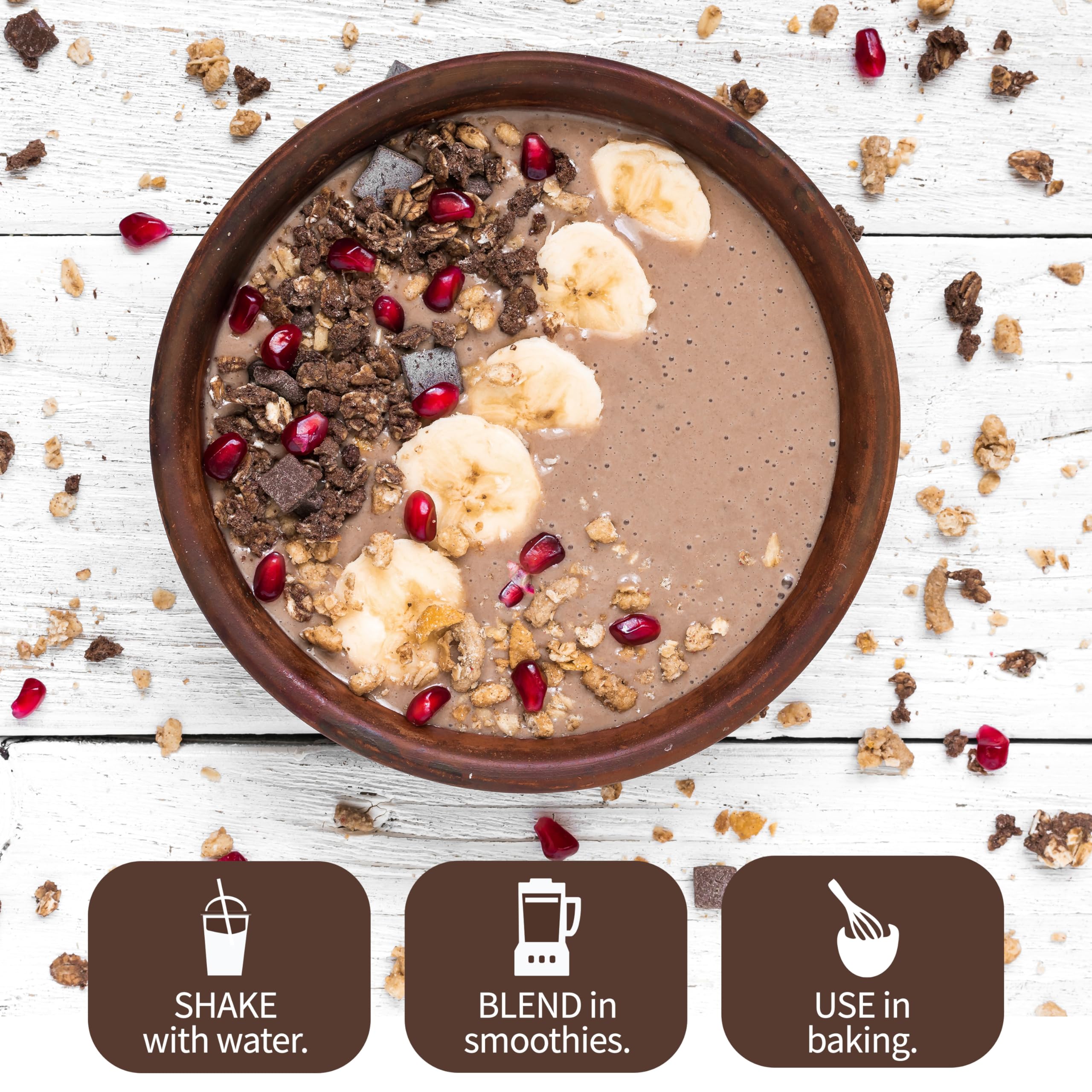 Garden of Life scoop beside fruit to show single serving size comparison