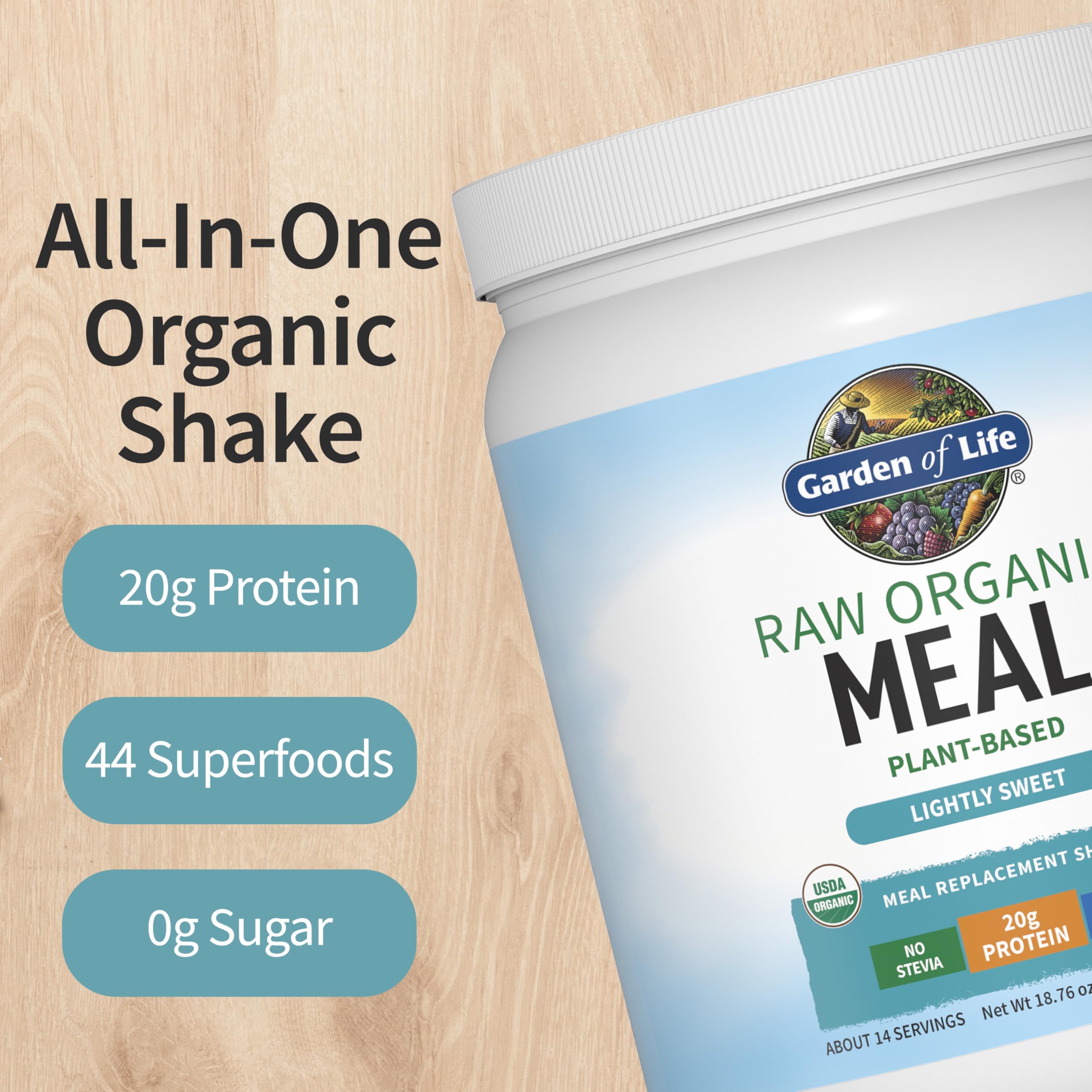 Prepared Garden of Life shake in glass showing creamy consistency and quick meal