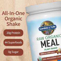 Garden of Life scoop heaped with powder highlighting portion convenience