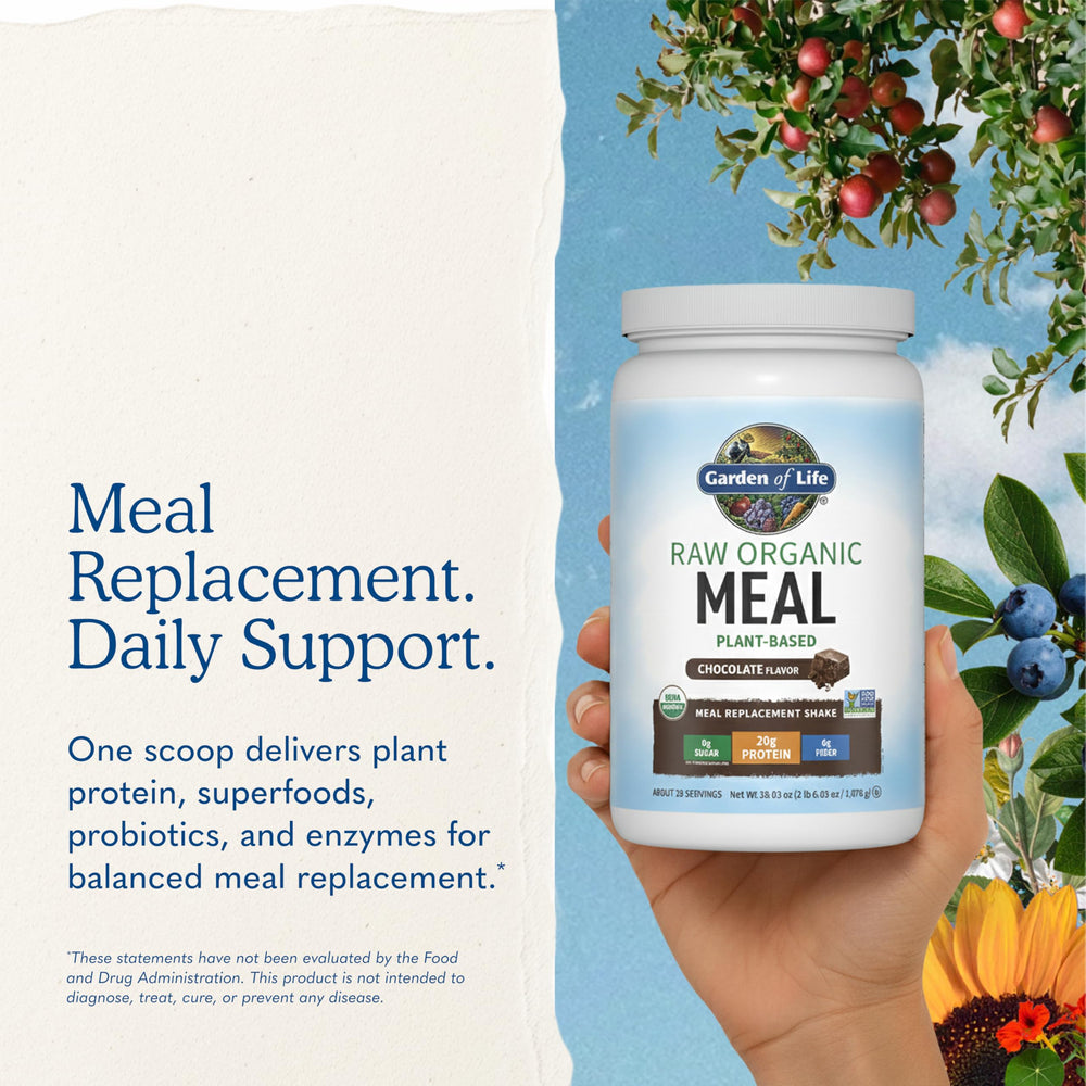Garden of Life serving size on scale showing 28 servings clarity