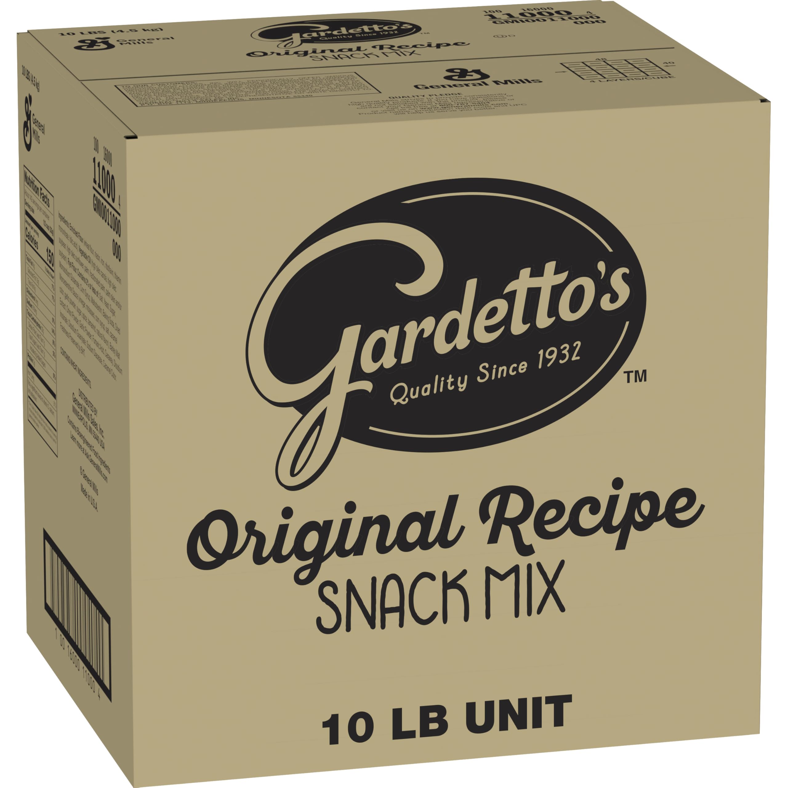 Gardetto's front of box showing 10 lb bulk packaging and brand appeal