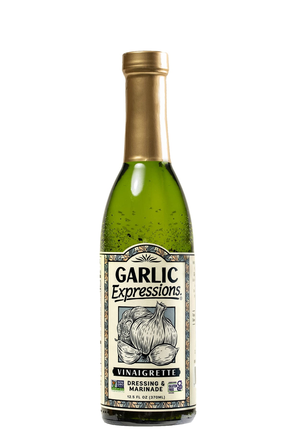 Garlic Expressions front packaging showing bottle and branding with clear ingredient view