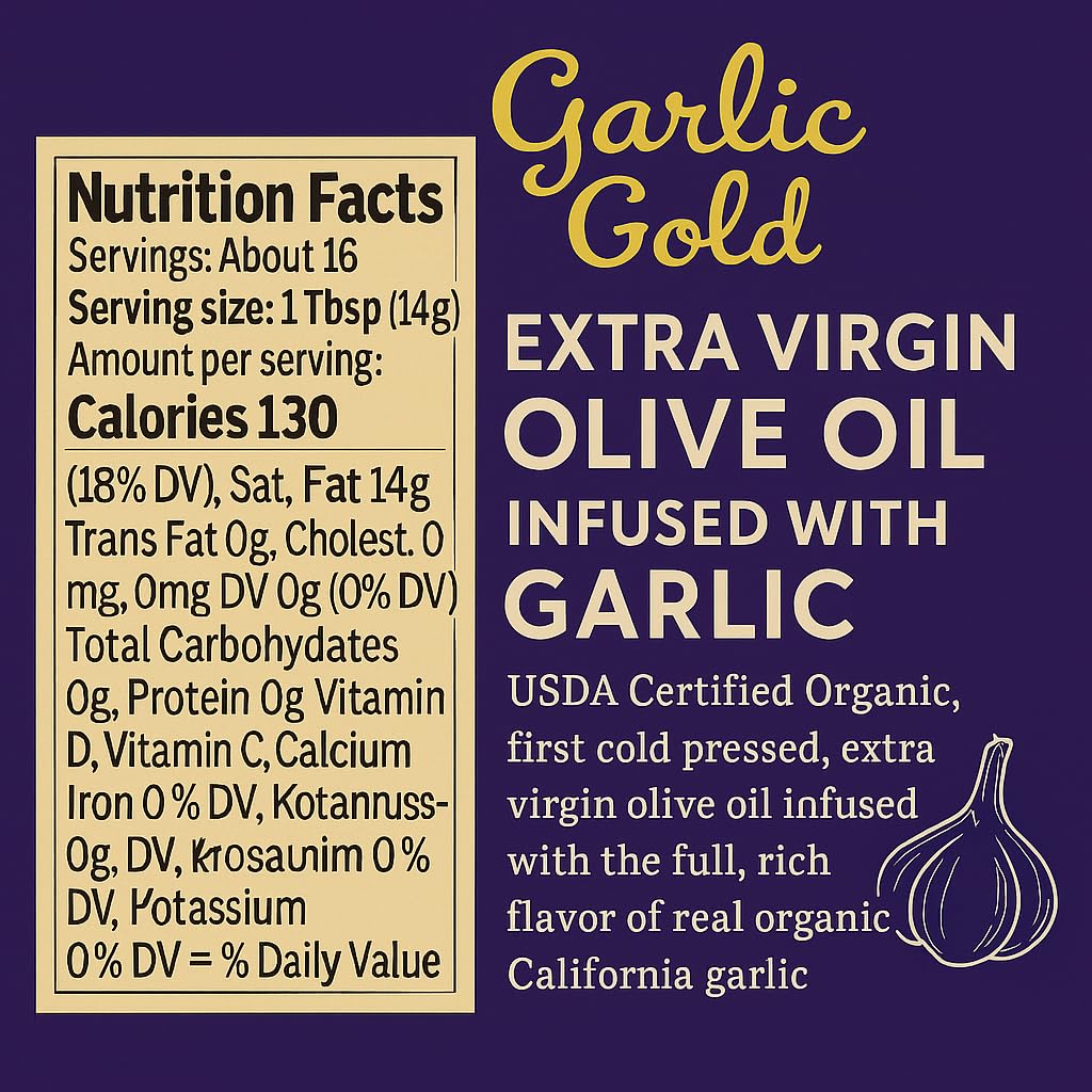 Garlic Gold oil close-up showing smooth texture and golden color for rich flavor