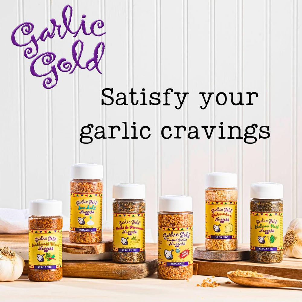 Garlic Gold bottle next to garlic and olive ingredients illustrating clean sourcing
