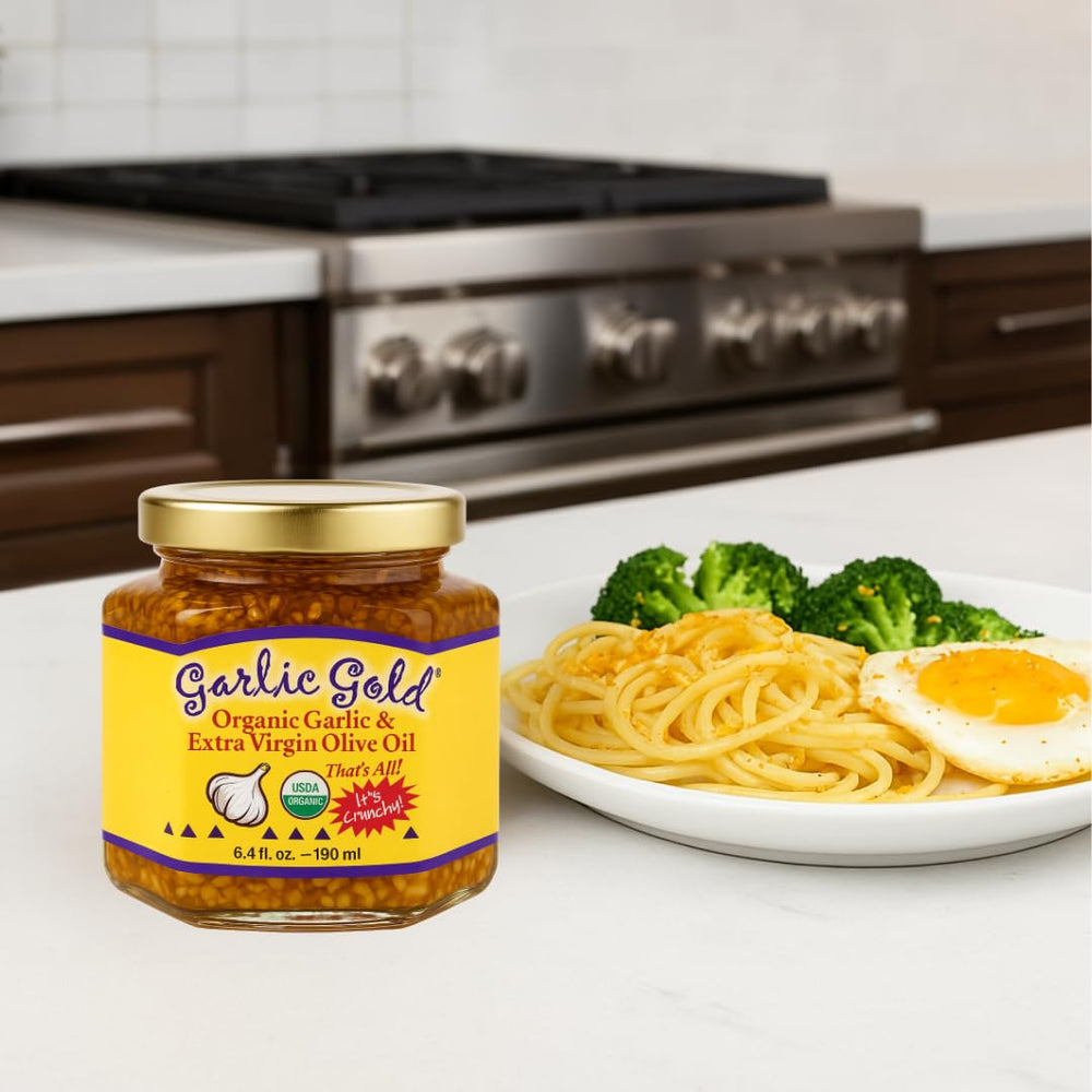 Garlic Gold jar on kitchen counter styled as pantry upgrade