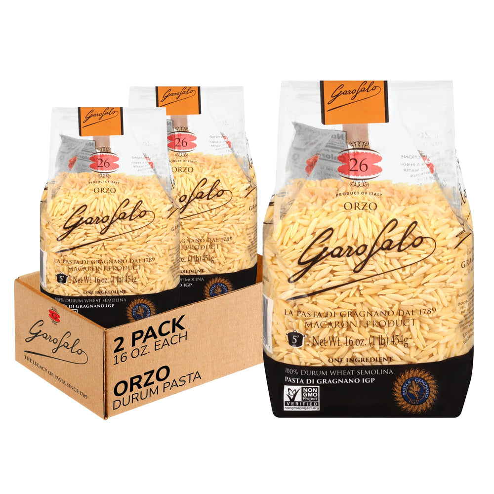 Garofalo orzo front packaging showing premium Italian pasta benefit clarity