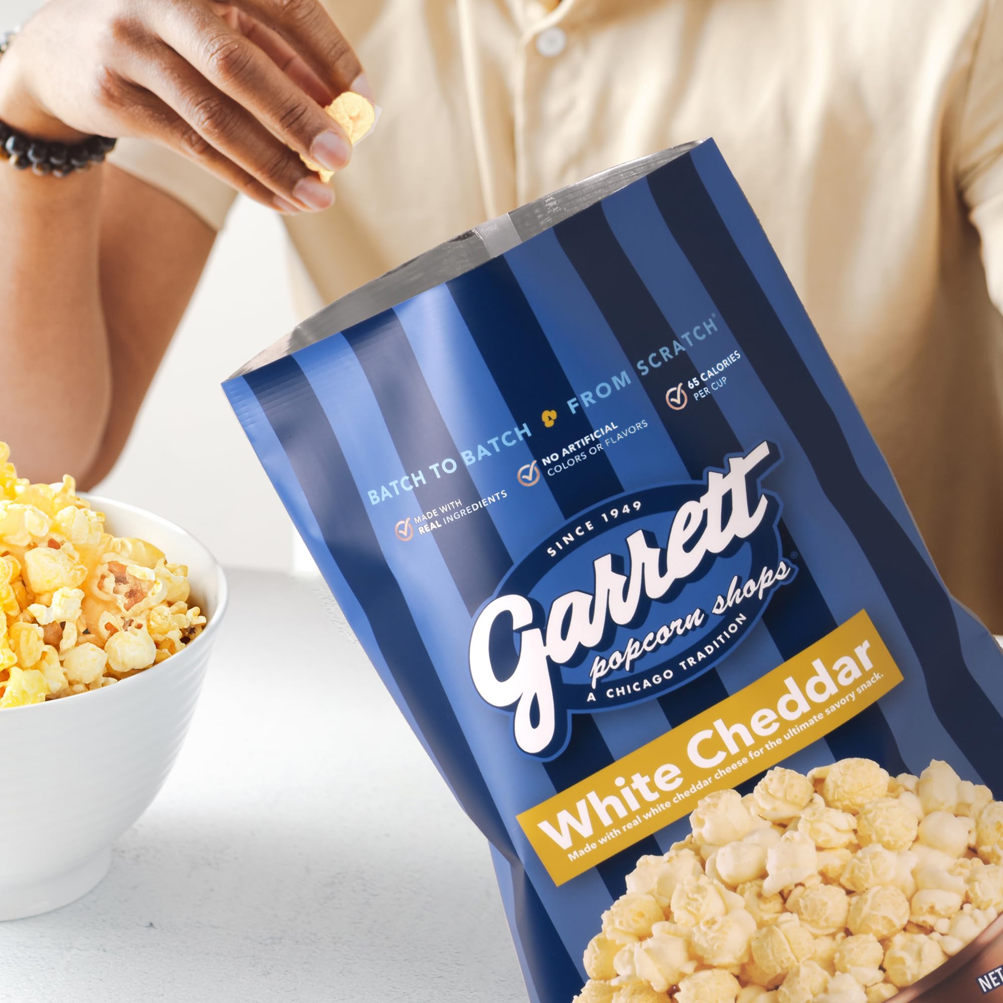 Garrett Popcorn Shops label and ingredients panel for transparency and real‑ingredient reassurance