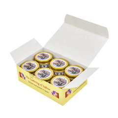 The Gathering Of Saffron front tin showing branding and premium packaging benefit freshness