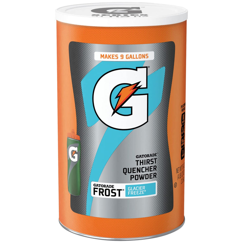 Gatorade front packaging showing Frost Glacier Freeze tub and quantity