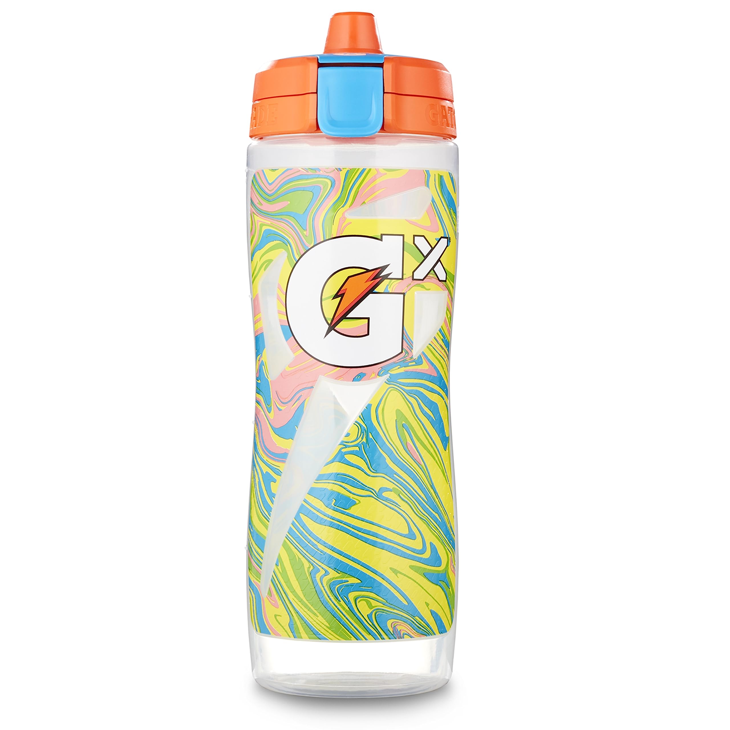 Gatorade Gx marble neon bottle front view showing vibrant colors and 30 oz capacity benefit