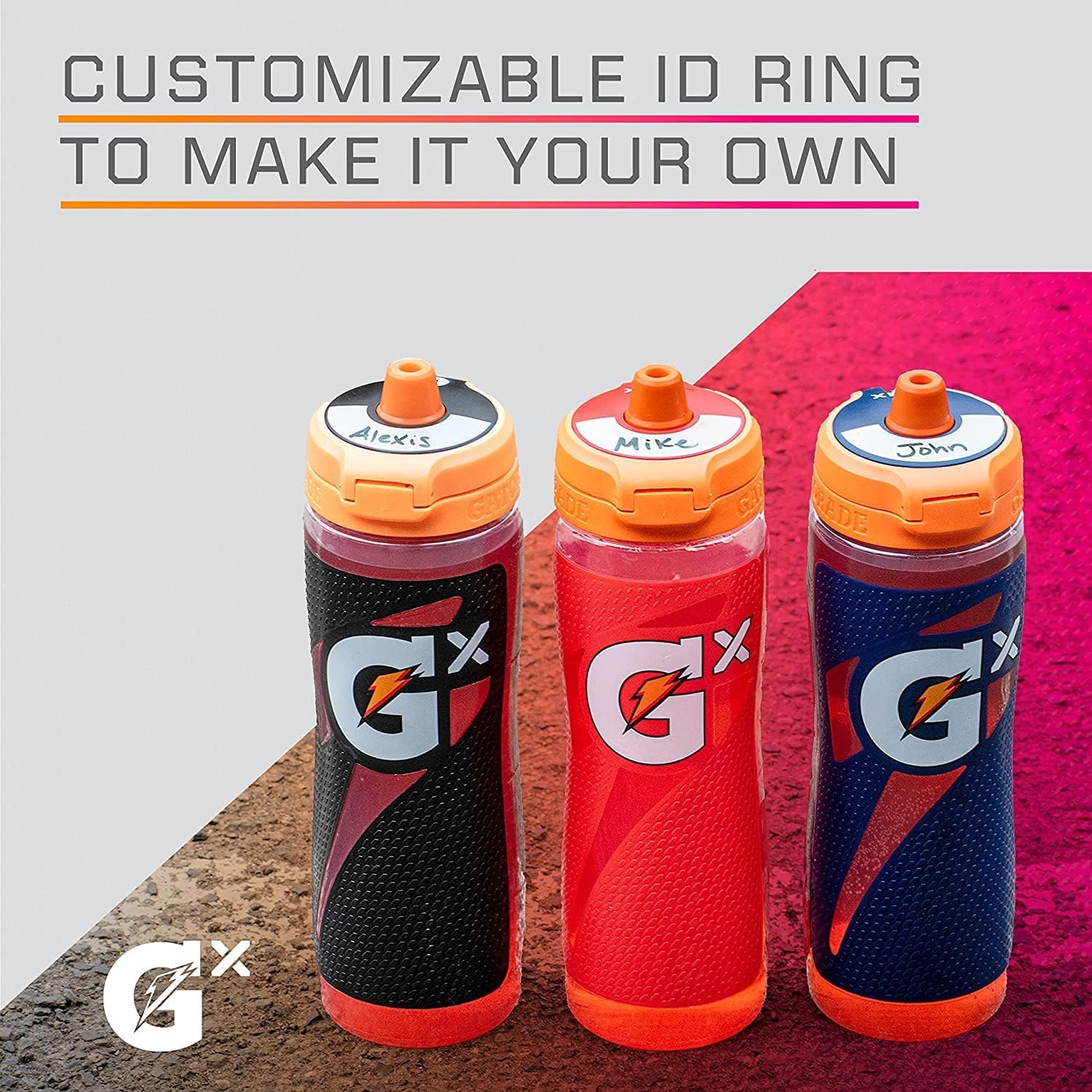 Gatorade Gx marble neon held in hand to show size and comfortable grip for athletes
