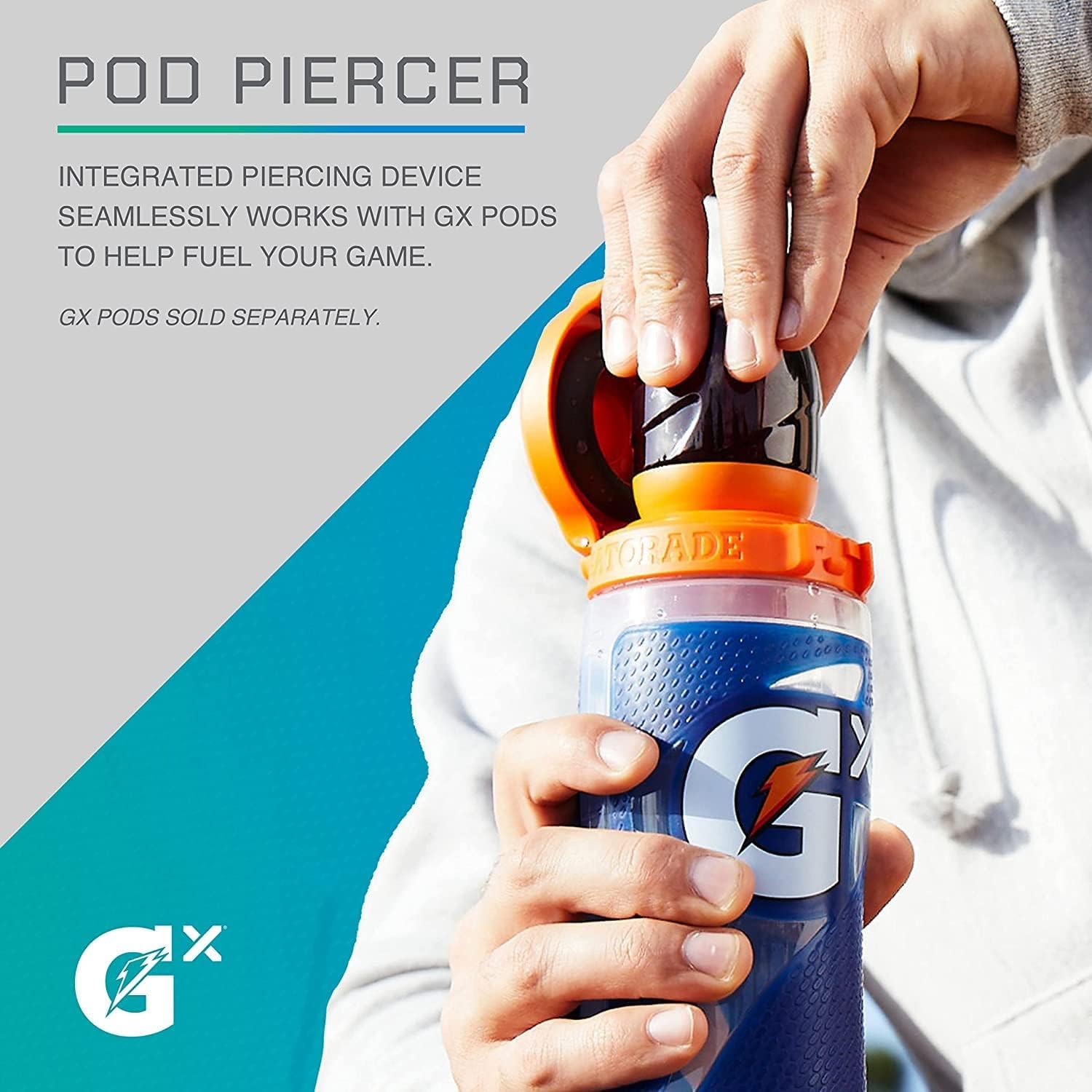 Gatorade Gx marble neon with formula pod being poured to show quick on-the-go fueling