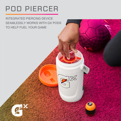 Gatorade Gx pod piercer closeup showing built-in piercer for easy pod mixing