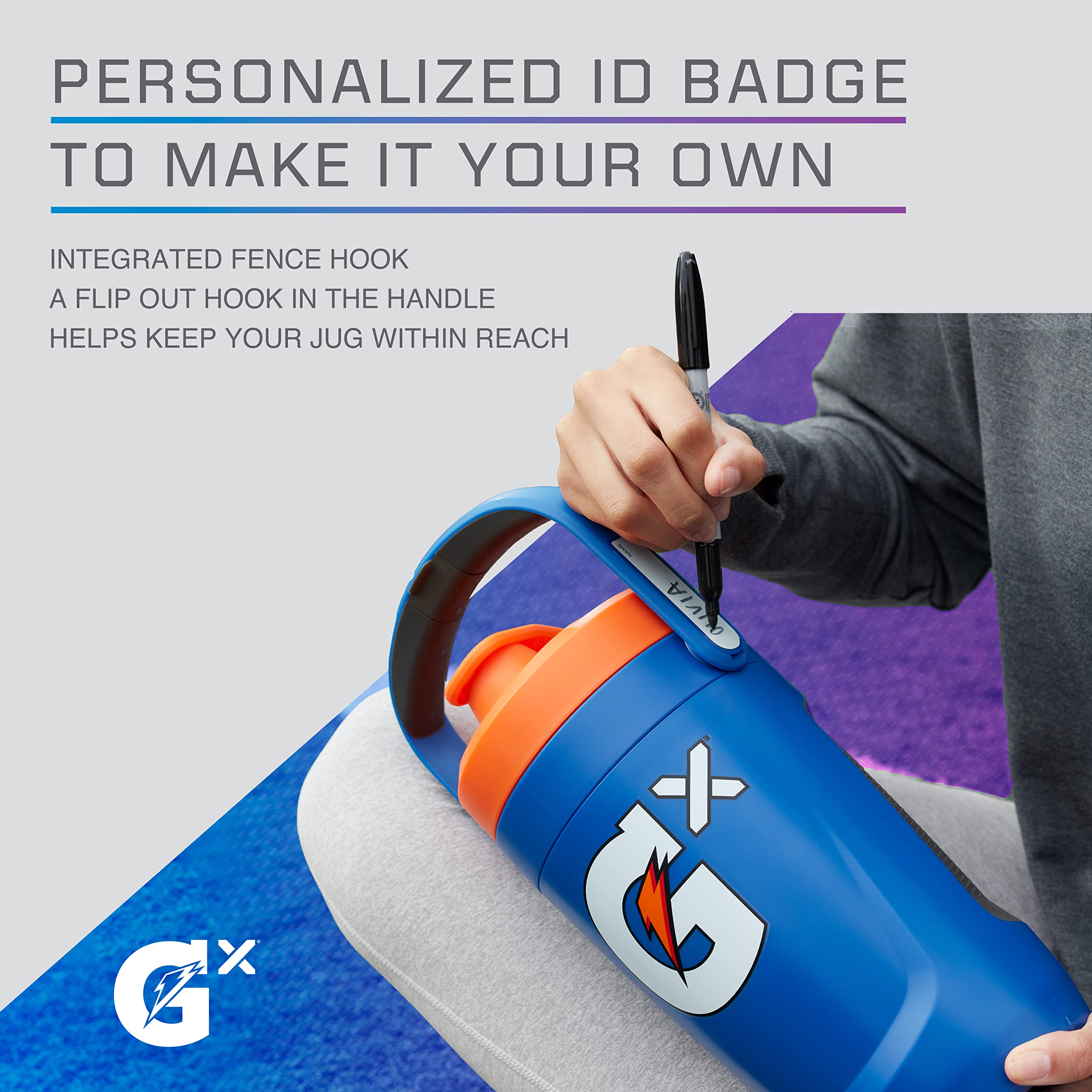 Gatorade Gx textured non-slip grip image showing secure hold during sweaty play