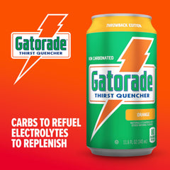 Gatorade orange cans chilled in a cooler at a sports sideline, quick refreshment