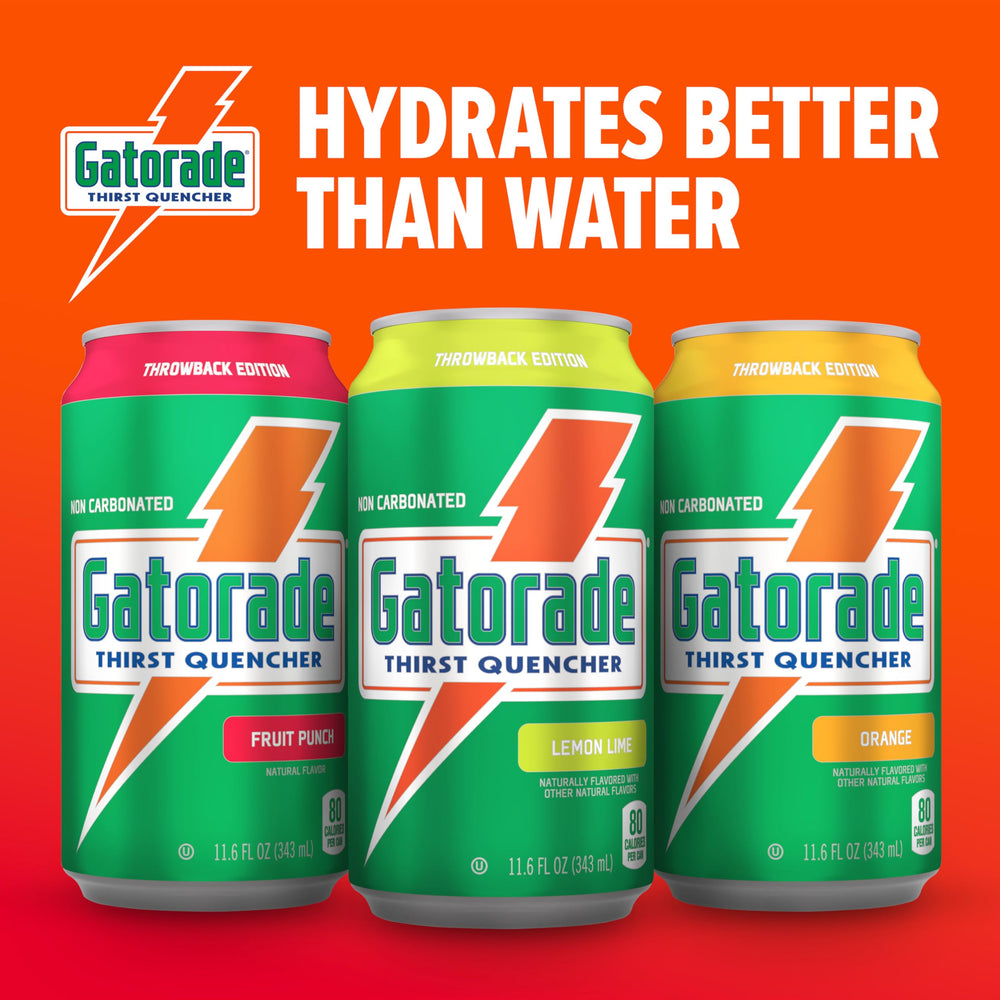 Gatorade orange can beside a hand for size comparison, portable single-serve