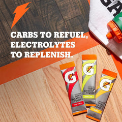 gatorade pouch close-up label showing flavor and directions, easy mixing benefit