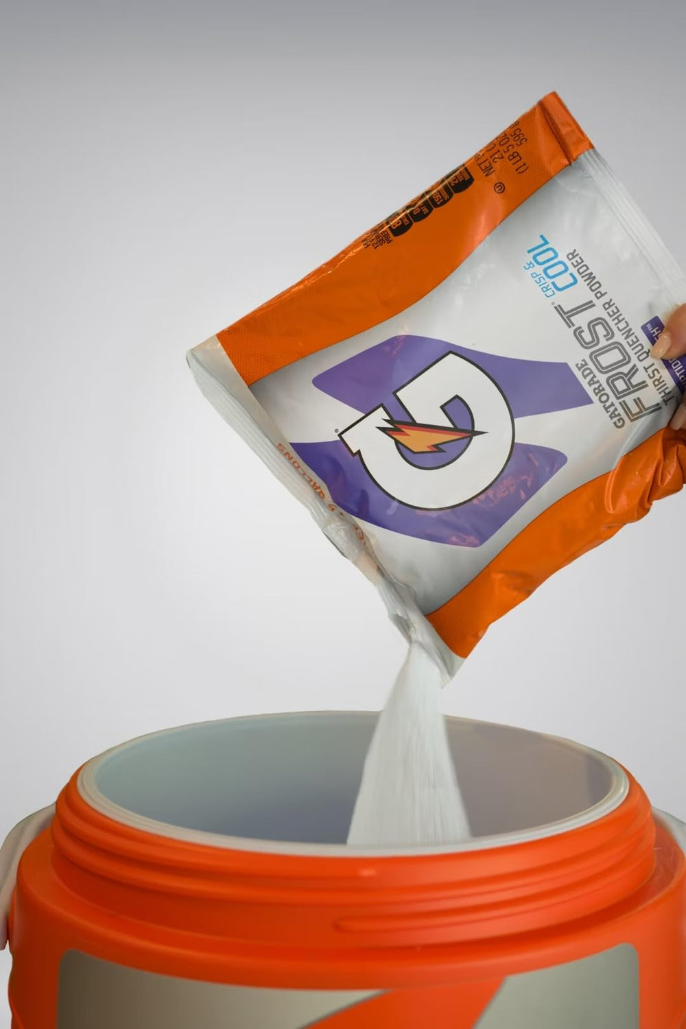 Gatorade close-up powder texture Riptide Rush showing fast-dissolve benefit