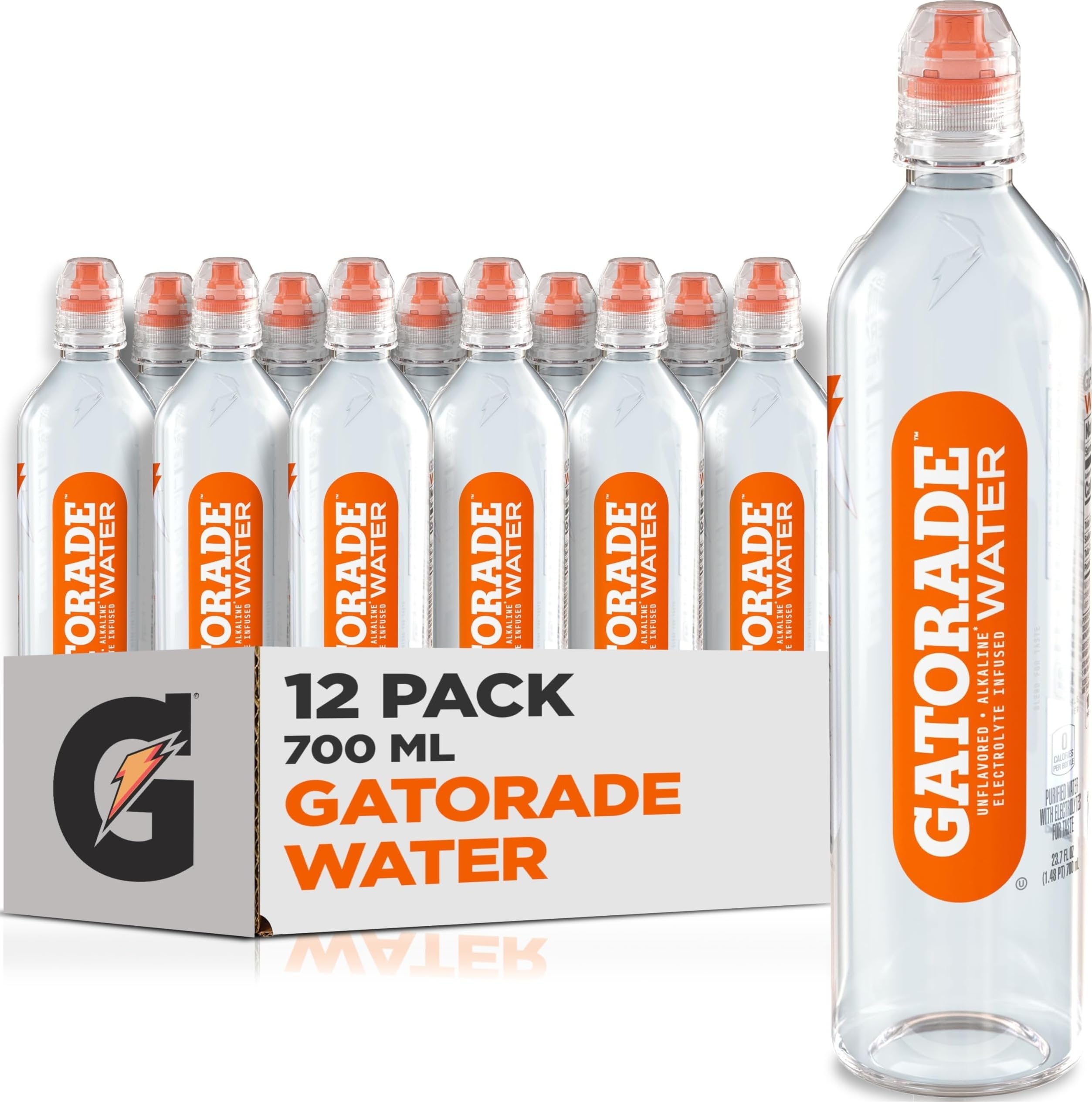 Gatorade water front packaging pack of twelve showing brand and size for easy stocking