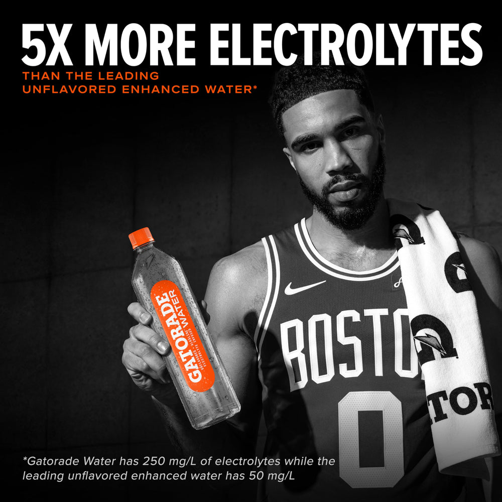 Gatorade water clear liquid being poured showing electrolyte-infused smooth taste