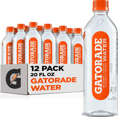 Gatorade water front packaging showing twelve 20 fl oz bottles for easy stocking
